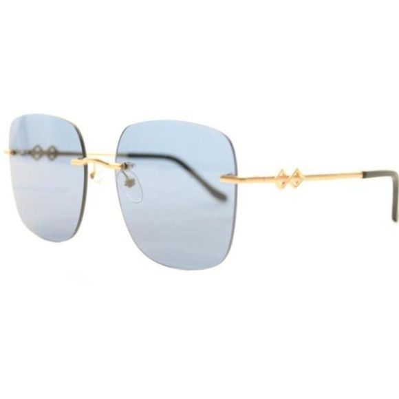 KAREN WAZEN BLACK SQUARE FRAME RIMLESS SUNGLASSES
